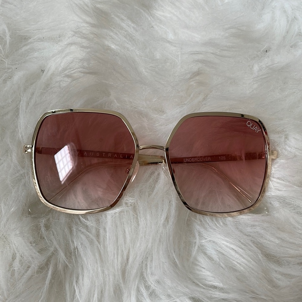 Quay Gold Frame Pink Gradient Lens Sunglasses
